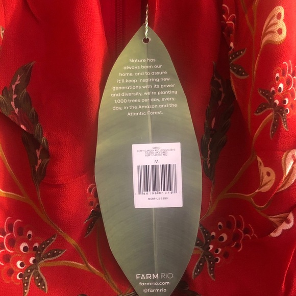 FARM Rio Red Long Sleeve Dress with Embroidery - Picture 4 of 8